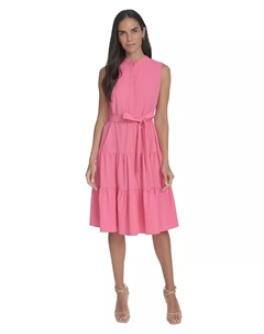 Женское платье-трапеция без рукавов с высоким воротником, розовый Calvin klein