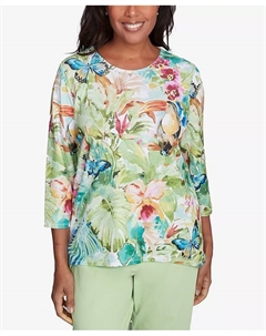 Женский топ с круглым вырезом Parrot Cay Tropical Toucan, мультиколор Alfred dunner