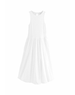 Повседневное платье TALL FIT - SLEEVELESS RACER PUFFBALL MIDI, белый Next