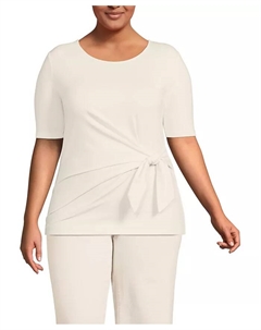 Женская блузка с запахом из легкого джерси больших размеров, белый Lands' end