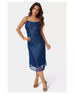 Женское миди-платье с плиссированным капюшоном, синий Bebe