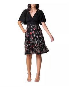 Женское коктейльное платье миди Lillian с вышивкой из сетки, черный Kiyonna