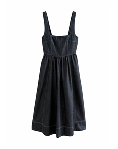 Джинсовое платье REGULAR FIT-CORSET FIT AND FLARE SQUARE NECK, синий Next