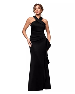 Женское платье-халат с перекрещивающимися бретелями и боковыми рюшами, черный Xscape