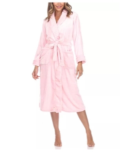 Уютный халат с поясом больших размеров, розовый White mark