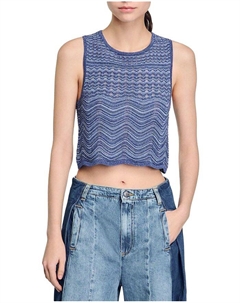 Блестящий вязаный джемпер, синий Sandro