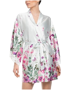 Сатинговый халат с цветочной каймой Wrap Robe, зеленый In bloom by jonquil