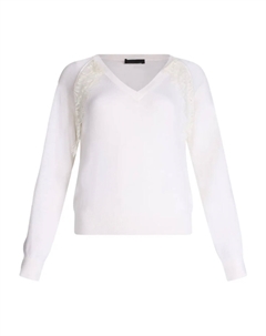 Свитер с кружевными деталями и рукавами реглан, белый Liu jo