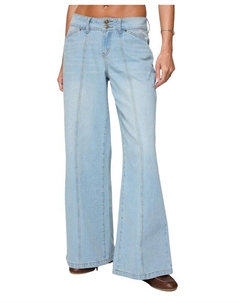 Чарли Джинсы с низкой посадкой, панельными строчками и легким эффектом потертости, синий Edikted