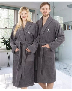 100% турецкий хлопок Персонализированный махровый халат - серый Linum home