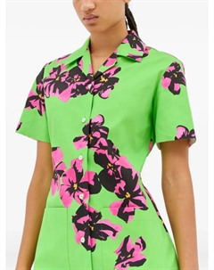 Платье с цветочным принтом и пуговицами спереди, зеленый Miu miu