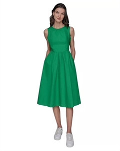 Женское платье A-силуэта из поплина с бантом на спине, зеленый Karl lagerfeld paris