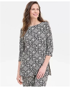 Женский топ с лодочкой и рукавом 3/4, черный Jm collection