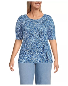 Женская блузка с запахом из легкого джерси больших размеров, белый Lands' end