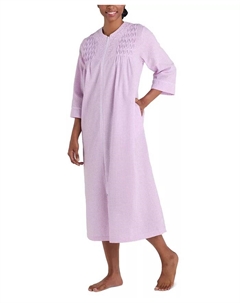 Женский халат из пике с застежкой-молнией спереди и рукавом 3/4, фиолетовый Miss elaine