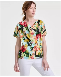 Женский топ с принтом и воротником-хомутом, мультиколор Jm collection