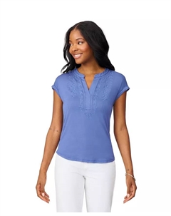 Женская блуза с вышивкой Henley, синий Cable & gauge