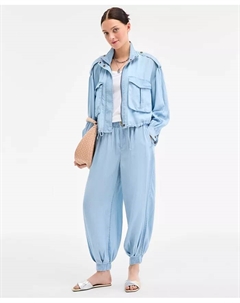 Женские брюки-бананы из шамбре, синий On 34th