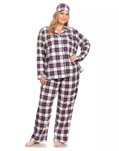 Пижамный комплект из 3 предметов Plus Size, фиолетовый White mark