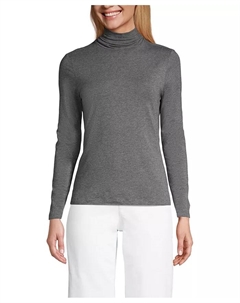 Женская легкая облегающая водолазка с длинным рукавом из джерси, серый Lands' end