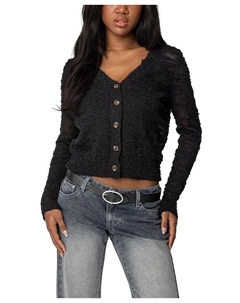 Джорджи Кардиган с Фактурной Вязкой, черный Edikted