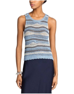 Ханна Полосатый Безрукавный Свитер с Вязаным Узором, синий Steve madden
