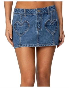 Джимовая мини-юбка с карманом в форме сердца, синий Edikted