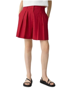 Льняные шорты с плиссировкой, красный Theory