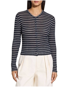 Короткий кардиган из льняной смеси, синий Theory