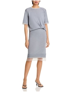 Короткий рукав, драпированное платье из трикотажа с шифоновыми вставками, серый 3.1 phillip lim