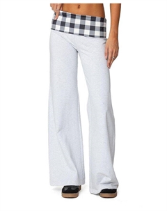 Брюки Beth Gingham с отворотом, серый Edikted