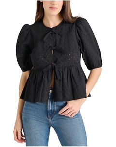 Топ Paula с кружевными вставками и завязкой спереди, черный Steve madden