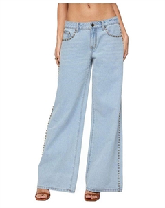 Стасси Джинсы с заклепками и низкой посадкой, синий Edikted