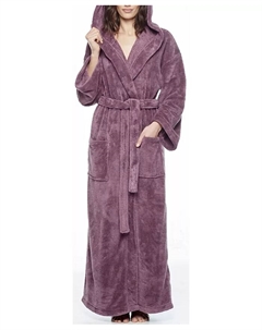 Женский утепленный халат с капюшоном до щиколотки Premium Fleece, фиолетовый Арус