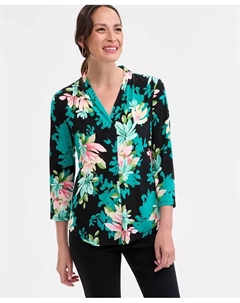 Топ с V-образным вырезом Petite, черный Jm collection