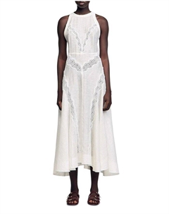 Натали Макси-платье с кружевной отделкой, белый Sandro