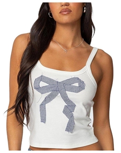 Хлопковая майка Harpa Gingham с бантом, белый Edikted