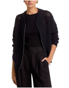 Открытый вязаный кардиган-бомбер с круглым вырезом, черный Sanctuary