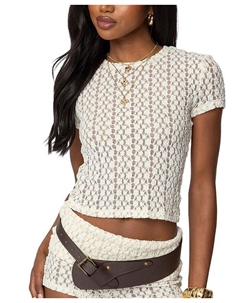 Рубашка Rye Sheer Textured T, слоновая кость/кремовый Edikted