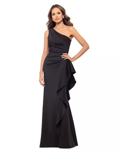 Женское платье с рюшами и одним плечом из неопрена, черный Xscape