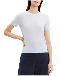 Легкий шерстяной топ с коротким рукавом, зеленый Theory