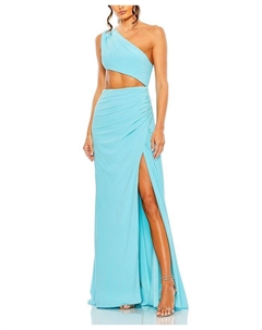 Платье с асимметричным плечом и драпировкой на спине, синий Mac duggal