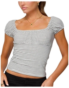 Oleana Блуза с драпировкой на груди, белый Edikted