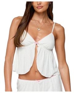 Linny Топ с ажурной вязкой и разрезом спереди, белый Edikted