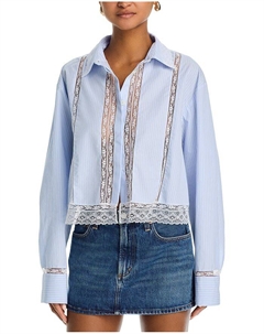 Рубашка Delano с кружевной отделкой, синий Loveshackfancy