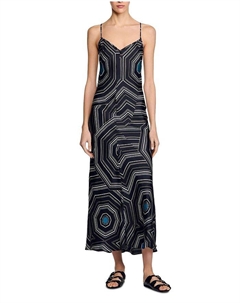 Платье макси из шелка с принтом, черный Sandro