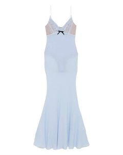 Платье-комбинация с кружевом, синий Self-portrait