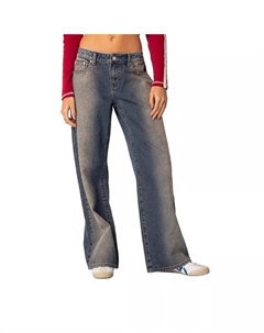 Женские джинсы Raelynn с эффектом потертости и низкой посадкой, коричневый Edikted