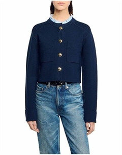 Кардиган с воротником-рюшем, синий Sandro