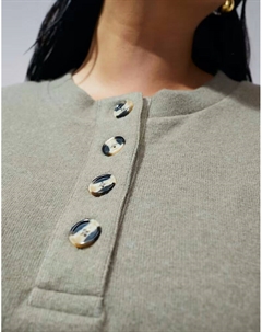 Мягкая на ощупь свободная кофта-хенли ASOS DESIGN Curve серо-коричневого меланжевого цвета Asos curve